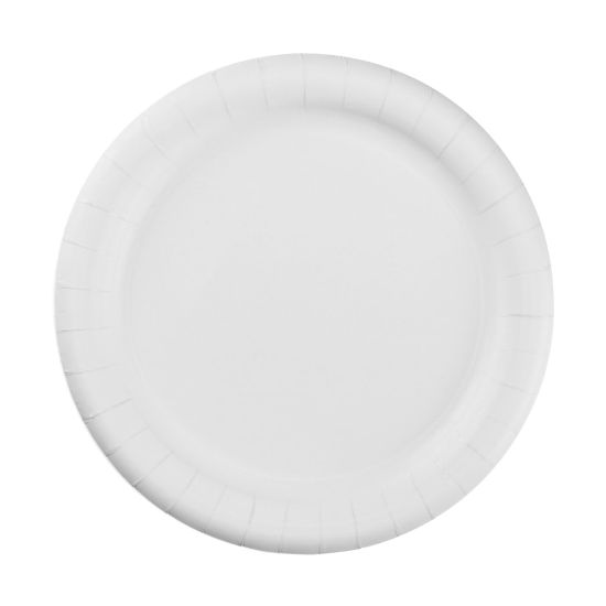 Picture of AJM Premium Coated Round Paper Plates, 9in Diameter, White, Pack Of 125