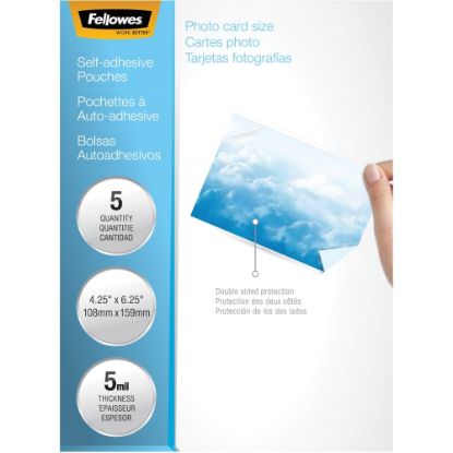 Picture of Fellowes Photo Self-Adhesive Pouches - 4.25 in x 6.26 in lamination pouches with adhesive back