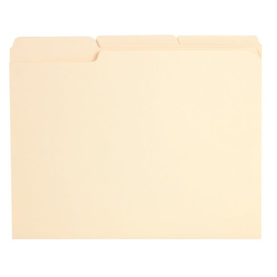 Picture of Office Depot Brand Reinforced File Folders, 1/3-Cut Tabs, Letter Size, Manila, Box Of 100