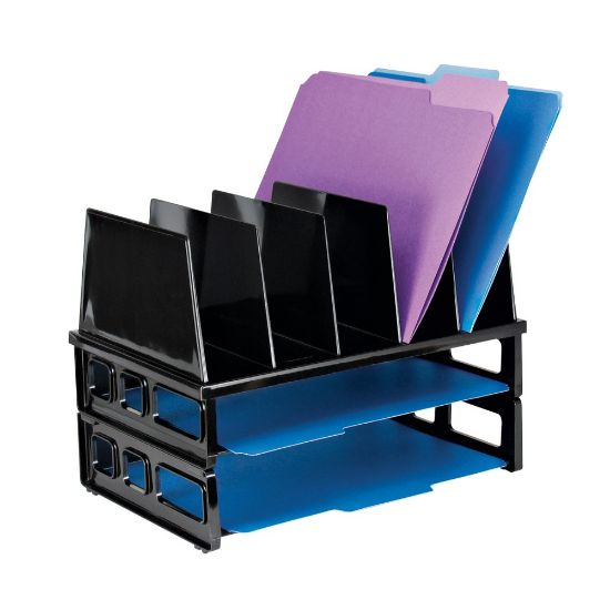 Picture of OfficeMax Large Standard Sorter With 2 Letter Trays, 13 1/2inH x 9inW x 10 1/4inD, Black