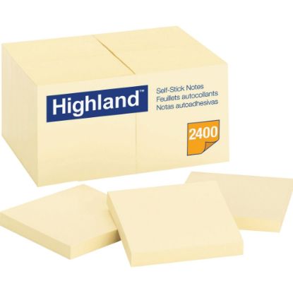 Picture of Highland Self-Sticking Note Pads, 3in x 3in, Yellow, Pack of 24