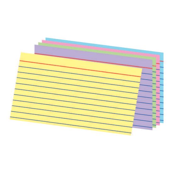 Picture of Office Depot Brand Ruled Rainbow Index Cards, 3in x 5in, Assorted Colors, Pack Of 100