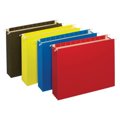 Picture of Office Depot Brand Hanging Pockets With Full-Height Gussets, Letter Size (8-1/2in x 11in), 3 1/2in Expansion, Assorted Colors, Pack Of 4