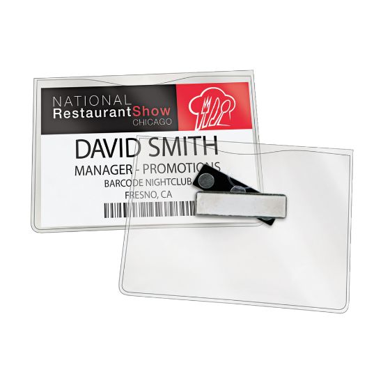 Picture of Swingline GBC Magnetic Badge Holders, For Horizontal 4in x 3in Inserts, Clear, 6 Pack