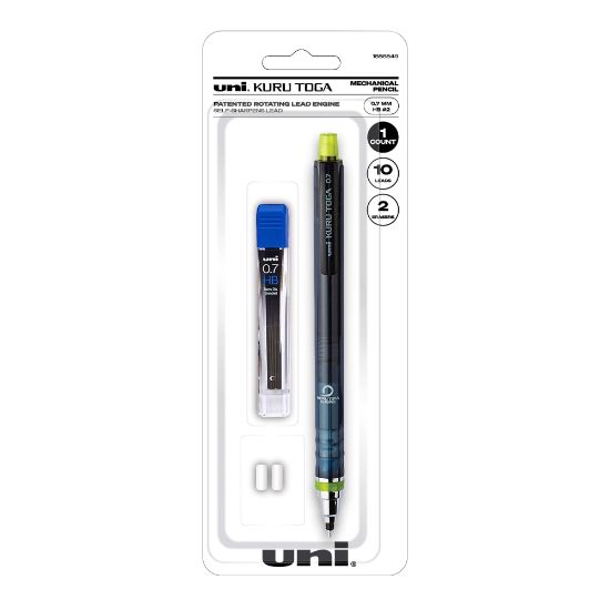 Picture of uni-ball Kura Toga Mechanical Pencil Starter Set, 0.7 mm, HB#2 Lead Tip, Black/Gray