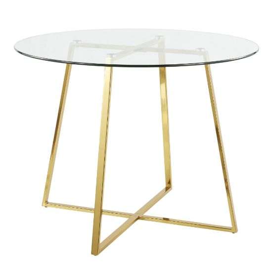 Picture of LumiSource Cosmo Glass Dining Table, 30-1/4inH x 39-1/2inW x 39-1/2inD, Clear/Gold