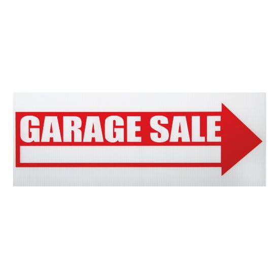 Picture of Cosco "Garage Sale" Sign With Stake Kit, 6in x 17in, Red/White