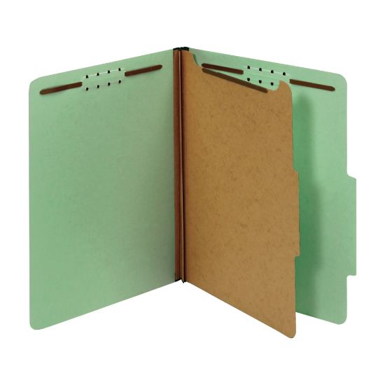 Picture of Office Depot Brand Classification Folders, 1 3/4in Expansion, Letter Size, 1 Divider, 100% Recycled, Dark Green, Pack Of 5 Folders