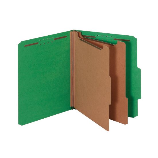 Picture of Office Depot Brand Classification Folders, 2 1/2in Expansion, Letter Size, 2 Dividers, 83% Recycled, Light Green, Pack Of 5 Folders