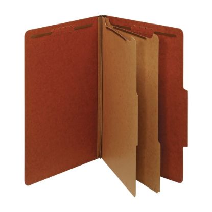 Picture of Office Depot Brand Classification Folders, 2 1/2in Expansion, Legal Size, 2 Dividers, 100% Recycled, Red, Pack Of 5 Folders