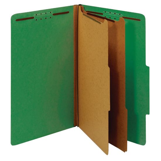 Picture of Office Depot Brand Classification Folders, 2 1/2in Expansion, Legal Size, 2 Dividers, 100% Recycled, Light Green, Pack Of 5 Folders