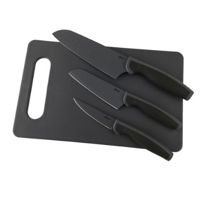 Picture of Oster Slice Craft 4-Piece Cutlery Set With Cutting Board, Black