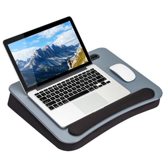 Picture of LapGear Smart-e Pro Lap Desk, 18-1/2in x 15-15/16in x 2-13/16in, Gray Woodgrain