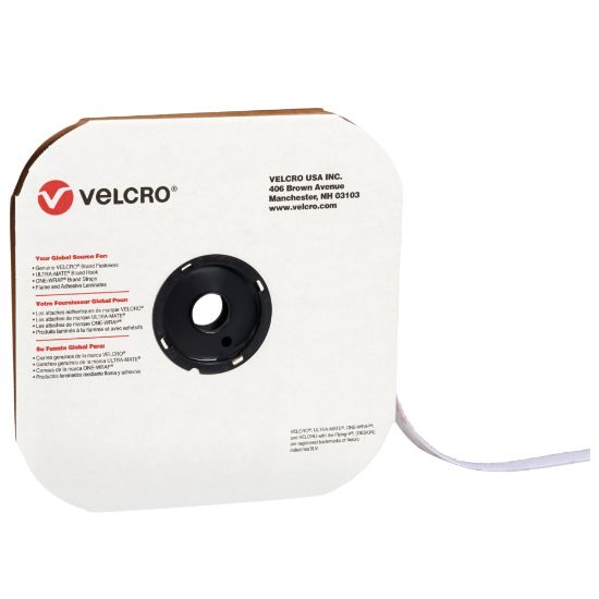 Picture of VELCRO Brand Loop Tape, Strips, 1/2in x 75ft, White