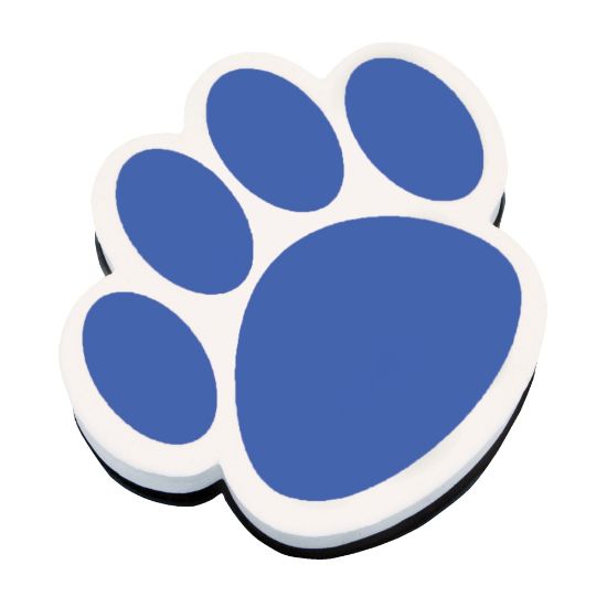 Picture of Ashley Productions Magnetic Whiteboard Erasers, 3 3/4in, Blue Paw, Pack Of 6