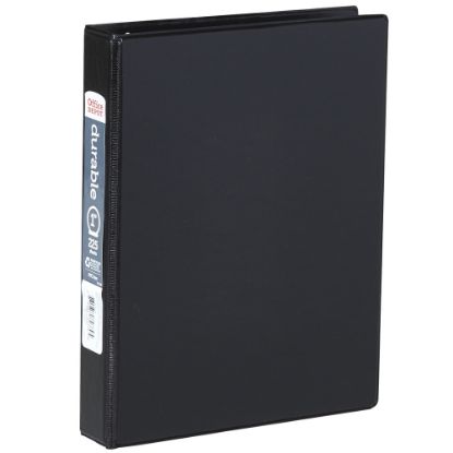 Picture of Office Depot Brand Durable Reference Memo Size 3-Ring Binder, 1in Round Rings, 49% Recycled, Black