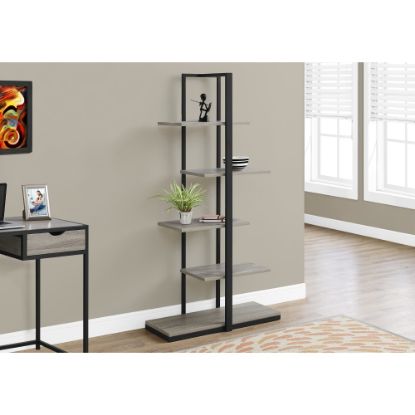 Picture of Monarch Specialties 60inH 5-Shelf Zigzag Metal Bookcase, Dark Taupe/Black