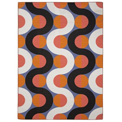 Picture of Linon Washable Outdoor Area Rug, Tasker, 5ft x 7ft, Orange/Pink