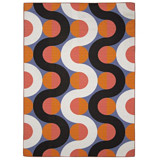 Picture of Linon Washable Outdoor Area Rug, Tasker, 5ft x 7ft, Orange/Pink