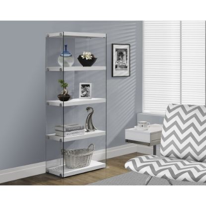 Picture of Monarch Specialties Open-Concept 60inH 5-Shelf Bookcase, Glossy White