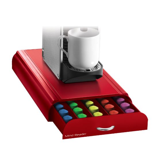 Picture of Mind Reader Single Serve Nespresso Compatible Capsule Drawer, 2inH x 9-1/4inW x 15inL, Red