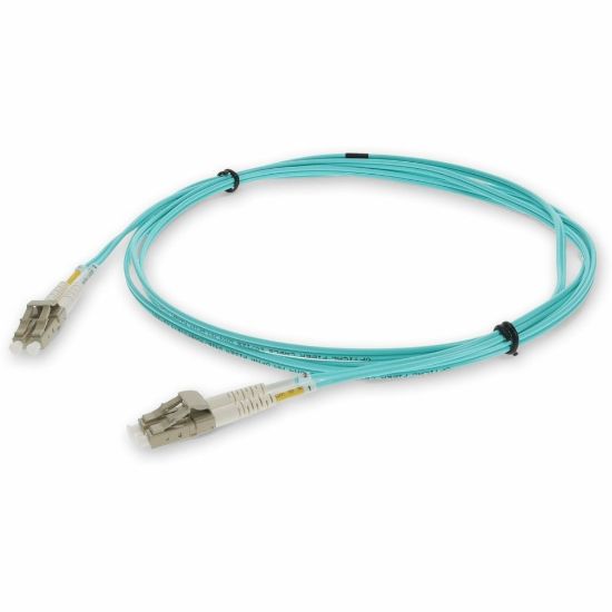 Picture of AddOn 5m HP AJ836A Compatible LC OM3 Aqua Patch Cable - Patch cable - LC/UPC multi-mode (M) to LC/UPC multi-mode (M) - 5 m - fiber optic - duplex - 50 / 125 micron - OM3 - halogen-free - aqua