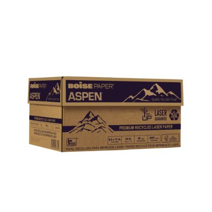 Picture of Boise ASPEN Premium Laser Paper, White, Letter Size (8 1/2in x 11in), 500 Sheets Per Ream, Case Of 8 Reams, 30% Recycled, FSC Certified, 24 Lb, 96 Brightness