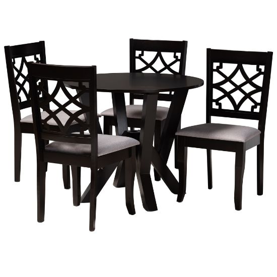 Picture of Baxton Studio Alisa Dining Set, 29-15/16inH x 35-7/16inW x 35-7/16inD, Gray/Dark Brown