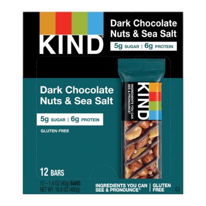 Picture of KIND Dark Chocolate, Nuts & Sea Salt Bars, 1.41 Oz, Box Of 12