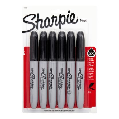 Picture of Super Sharpie Permanent Markers, Black, Pack Of 6 Markers