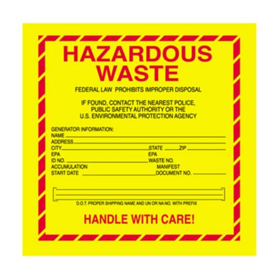 Picture of Tape Logic Preprinted Shipping Labels, "Hazardous Waste", DL7530, Square, 6in x 6in, Roll Of 500