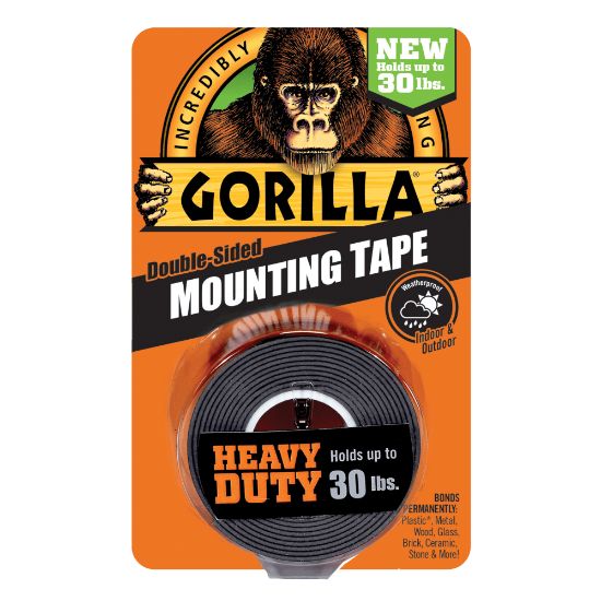 Picture of Gorilla Glue Heavy-Duty Double-Sided Mounting Tape, 1in x 1.67 yd., Black