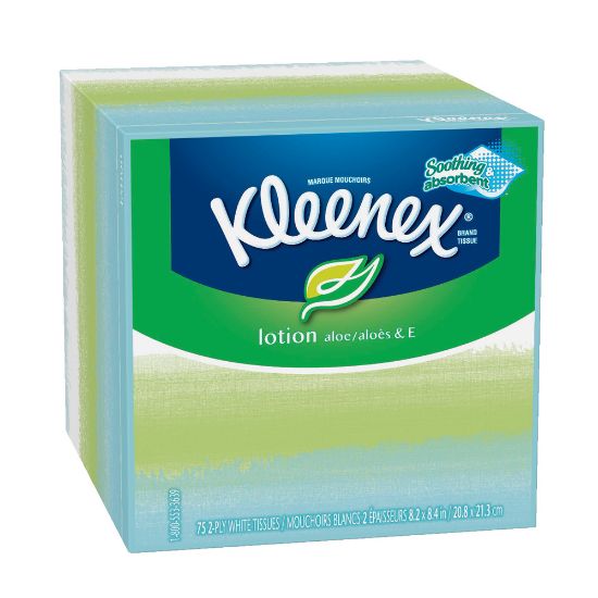 Picture of Kleenex BOUTIQUE 3-Ply Facial Tissue With Lotion, Cold Care, 75 Sheets Per Box