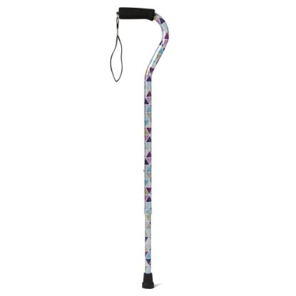 Picture of Medline Adjustable Aluminum Offset-Handle Cane, 29in - 38in, Offset Triangles