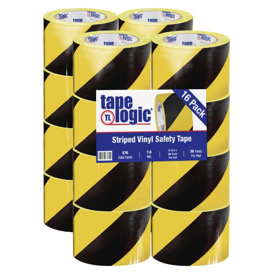 Picture of Partners Brand Solid Vinyl Safety Tape, 3in x 36 Yd., Black/Yellow Stripes, Case Of 16