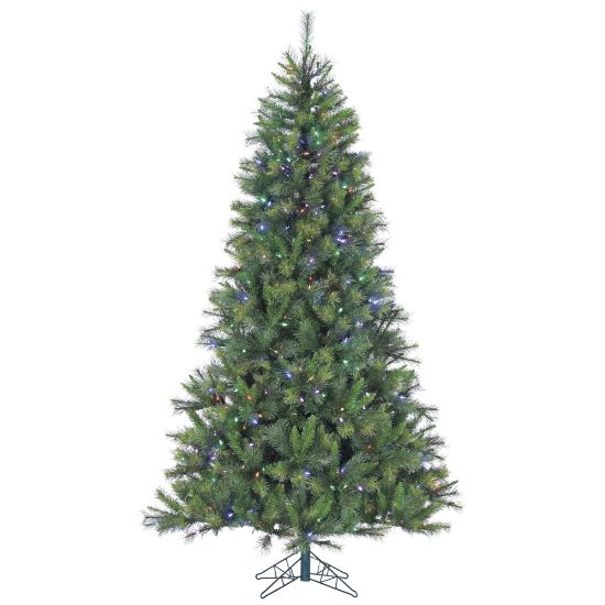 Picture of Canyon Pine Artificial Christmas Tree, 7 1/2ft, 500 LED Multi-Color Lights, Green/Black