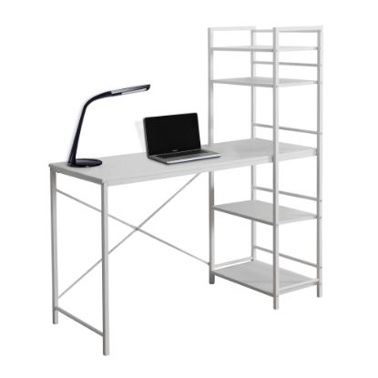 Picture of Monarch Specialties 48inW Metal Computer Desk With Bookcase, White