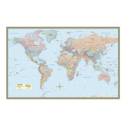 Picture of QuickStudy Detailed Topography Map, World, 50in x 32in