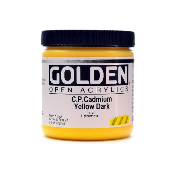 Picture of Golden OPEN Acrylic Paint, 8 Oz Jar, Cadmium Yellow Dark (CP)