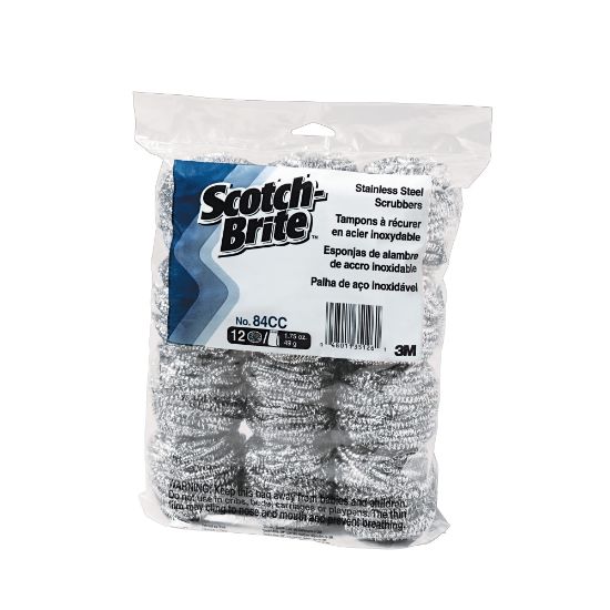 Picture of Scotch-Brite Stainless-Steel Scrubbers, No. 84, Silver, Pack Of 72 Scrubbers