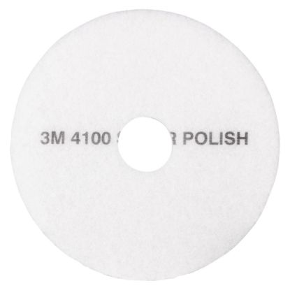 Picture of 3M 4100 Super Polishing Floor Pads, 18in Diameter, White, Pack Of 5 Pads