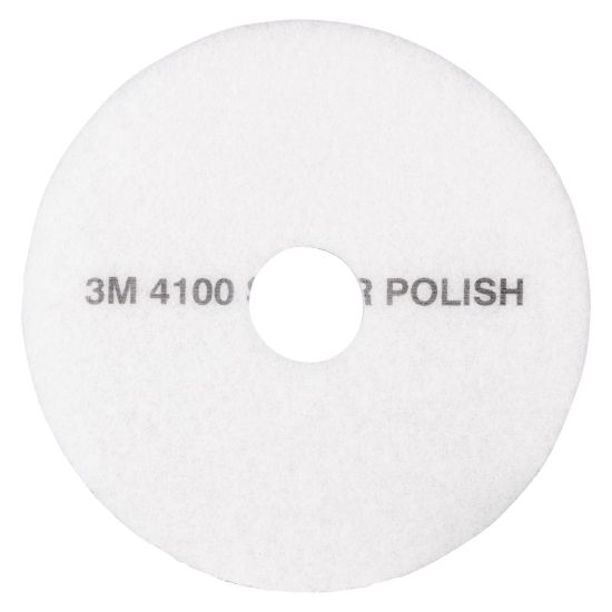 Picture of 3M 4100 Super Polishing Floor Pads, 18in Diameter, White, Pack Of 5 Pads