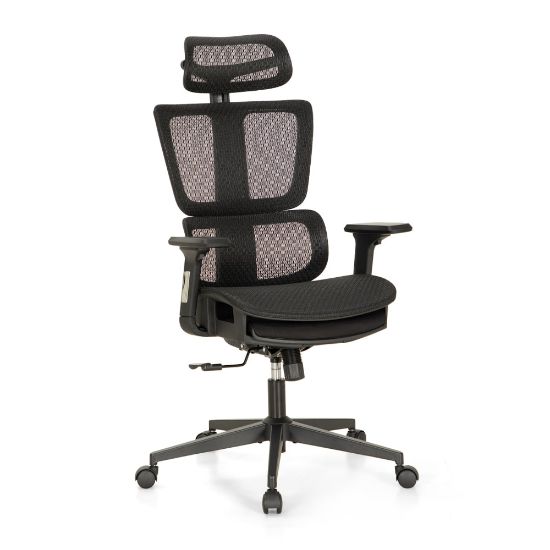 Picture of ALPHA HOME Ergonomic Mesh High-Back Office Task Chair With Retractable Footrest, Black