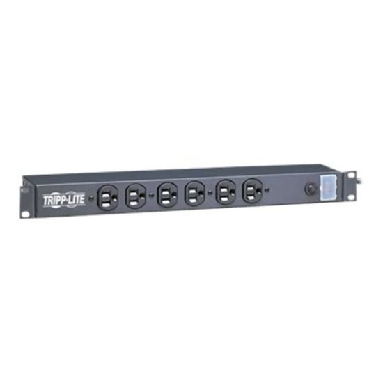 Picture of Tripp Lite Power Strip Rackmount Metal 120V 5-15R 12 Outlet 15ft Cord 1URM - Power distribution strip (rack-mountable) - AC 120 V - input: NEMA 5-15 - output connectors: 12 (NEMA 5-15) - 15 ft cord - Canada, United States