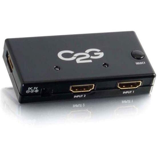 Picture of C2G 2-Port HDMI Switch - Auto Switch - 1920 x 1080 - Full HD - 2 x 1 - 1 x HDMI Out