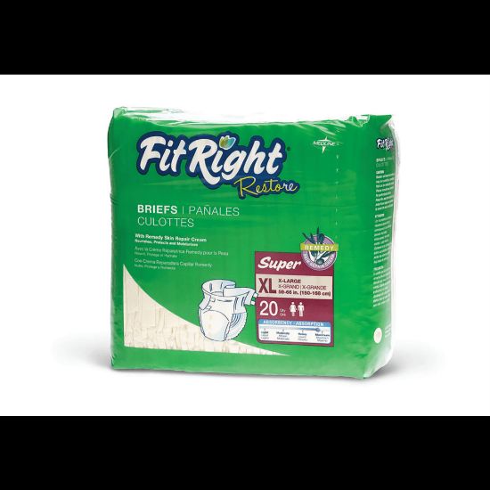 Picture of FitRight Restore Briefs, X-Large, Yellow, Bag Of 20