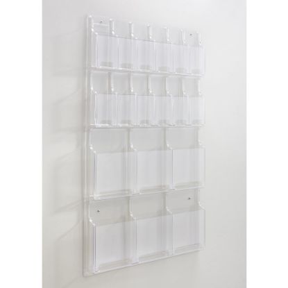 Picture of Clear Literature Rack, Combination, 6 Magazine Pockets, 12 Pamphlet Pockets