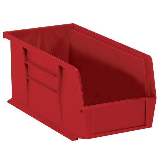 Picture of Partners Brand Plastic Stack & Hang Bin Boxes, Medium Size, 14 3/4in x 8 1/4in x 7in, Red, Pack Of 12