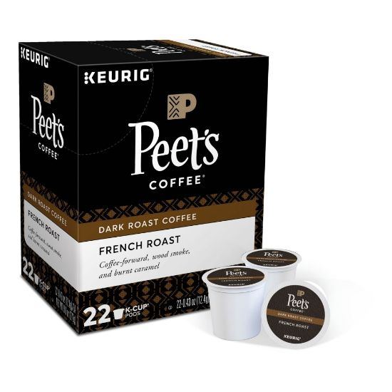 Picture of Peets Coffee & Tea Single-Serve Coffee K-Cup Pods, French Roast, Carton Of 22