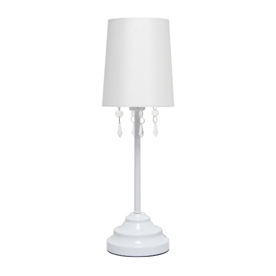 Picture of Simple Designs Table Lamp with Fabric Shade and Hanging Acrylic Beads, White